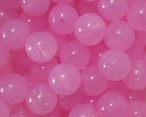 15MM Pink Jelly Glitter Silicone Bead