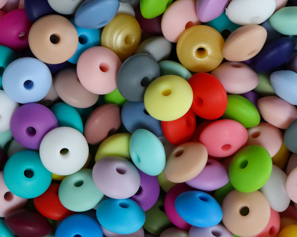 100pcs Silicone Lentil Beads，12mm Rubber Silicone