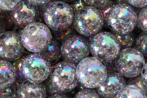 16MM Rainbow Black Crackled Acrylic Bead - Bella's Bead Supply