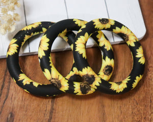 65MM Black Sunflower Silicone Ring