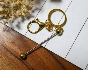 Gold Beadable Bar Keychain