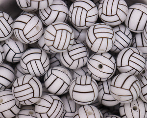 15MM Volleyball Printed Beads - Bella's Bead Supply