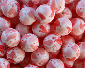Red Heart Printed Beads