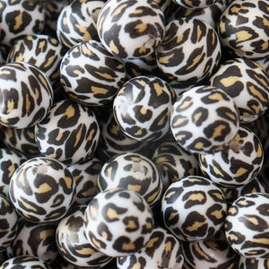 White Leopard Printed Beads | silicone beads
