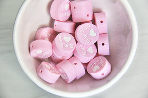 Pink I Love Dad Bead | silicone beads