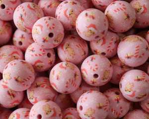 15MM Gingerclaus Printed Bead - Bella's Bead Supply