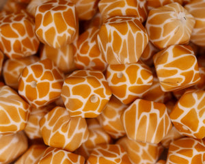 Giraffe Printed Hexagon Beads