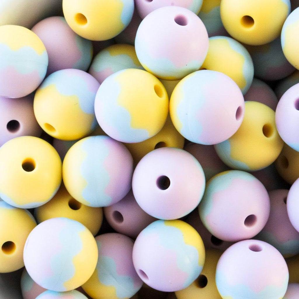 Pick Up Yellow & Purple Wave Printed Bead Silicone Beads At Best