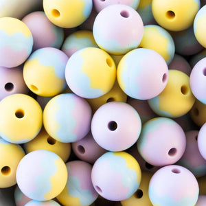Yellow & Purple Wave Printed Beads | silicone beads