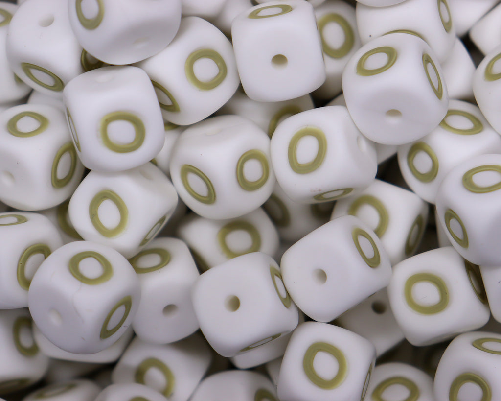 X_________ Vertical- White- 12mm x 12mm Alphabet Silicone Beads