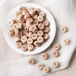 Round Wooden Letter Beads | silicone beads