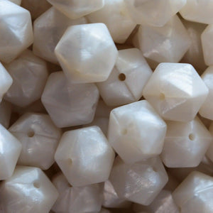 14MM Pearl White Icosahedron - Bella's Bead Supply