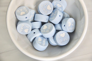 Blue I Love Dad Bead | silicone beads