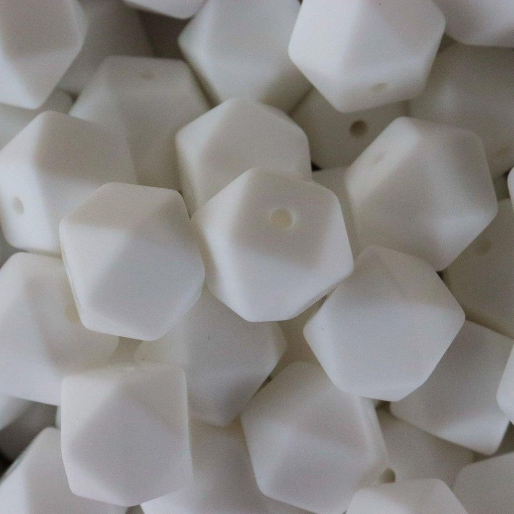 White Hexagon Beads