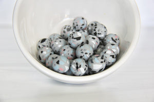Gray Terrazzo Printed Beads | silicone beads