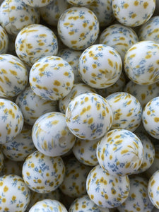 Golden Rod Floral Printed Bead | silicone beads