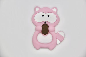 Pink Racoon Teether | silicone beads