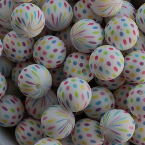 Rainbow Polka Dot Printed Bead | silicone beads