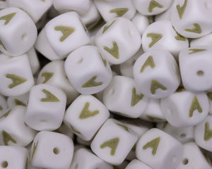 12MM Sage Letter Beads - Bella's Bead Supply