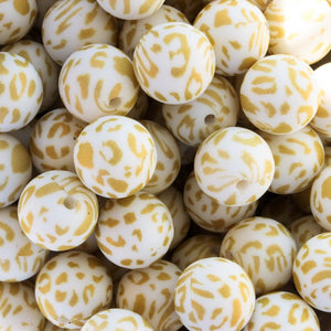 Gold Leopard Printed Beads | silicone beads