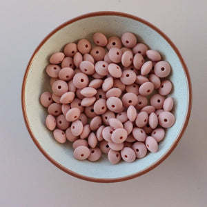 12MM Dusty Pink Lentil Bead - Bella's Bead Supply