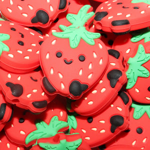 Smiley Strawberry Beads | silicone beads