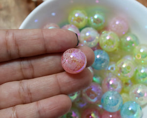 16MM Pink Lace Acrylic Bead - Bella's Bead Supply