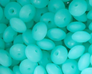 12MM Turquoise Glow in the Dark Silicone Lentil Bead