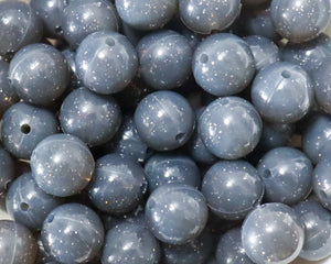 15MM Black Jelly Glitter Silicone Bead
