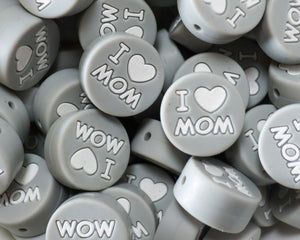 I Love Mom Silicone Focal Bead