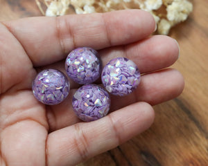 16MM Purple Confetti Acrylic Bead - Bella's Bead Supply