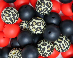 15MM Leopard Silicone Bead Mix - Bella's Bead Supply