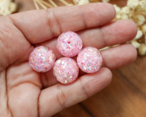 16MM Pink Confetti Acrylic Bead - Bella's Bead Supply