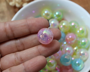 16MM Light Pink Lace Acrylic Bead - Bella's Bead Supply