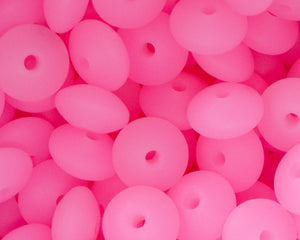 12MM Pink Glow in the Dark Silicone Lentil Bead