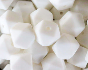 17MM White Hexagon Bead