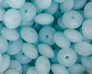 12MM Pastel Blue Glow in the Dark Silicone Lentil Bead