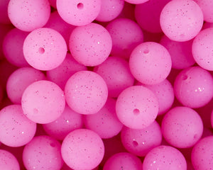 15MM Pink Glitter Silicone Bead