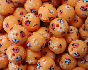 15MM Ladybug Printed Bead - Bella's Bead Supply