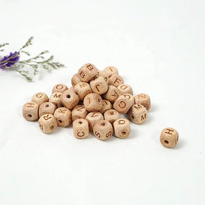 12MM Square Wood Letter Beads | silicone beads
