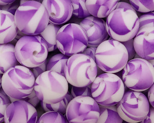 Purple Pattern Printed Beads