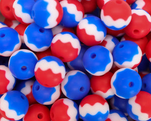 Red & Blue Wave Printed Beads | silicone beads