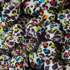 Color Leopard Printed Hexagon Beads | silicone beads
