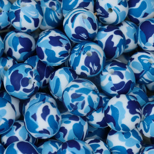 Blue Camo Printed Beads | silicone beads