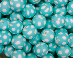Light Blue Polkadot Printed Beads | silicone beads