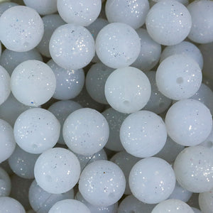 15mm White Glitter Silicone Beads, White Round Silicone Beads, Glitter  Beads Wholesale