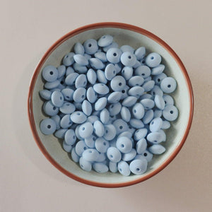 12MM Pastel Blue Lentil Bead - Bella's Bead Supply