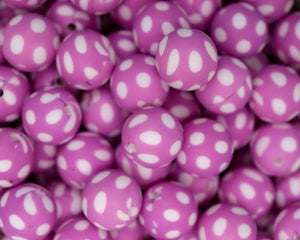 Purple Polkadot Printed Beads | silicone beads