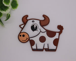 Woodland Cow Teether | silicone beads