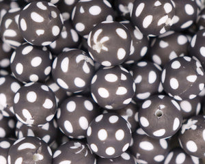 Black Polkadot Printed Beads | silicone beads